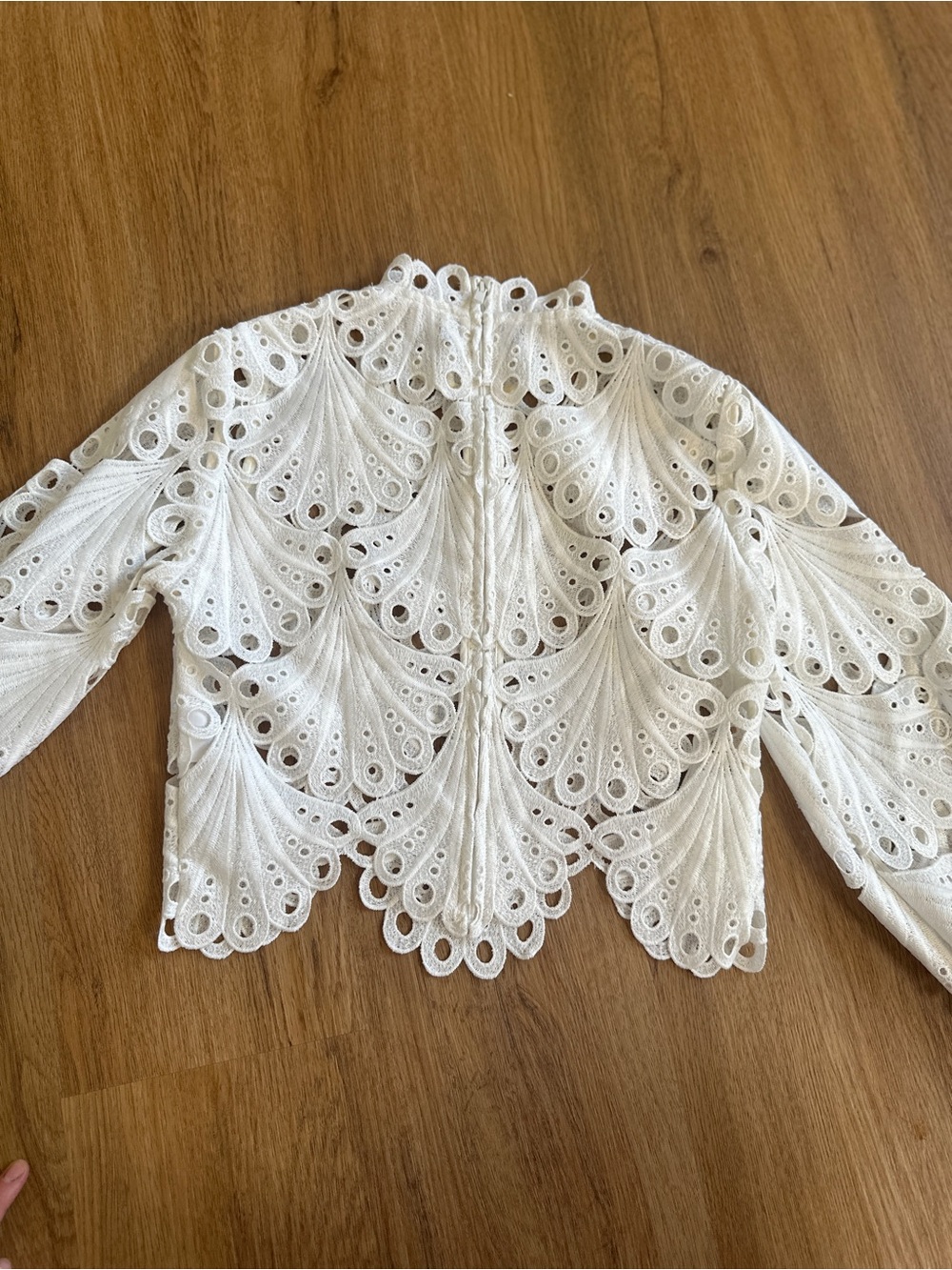 MAJE 🤍 Cropped White Eyelet Lace Two-Piece Set with Skirt size 6 - Picture 6 of 15